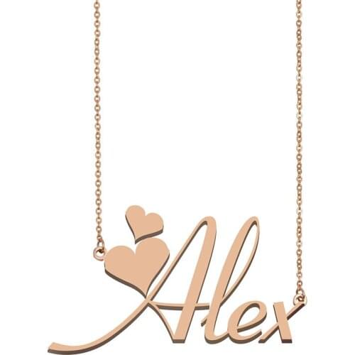 Name Necklace Alex Personalised Stainless Steel Gold for Women Choker Alphabet Letter Pendant Girls Mom Jewelry Gift
