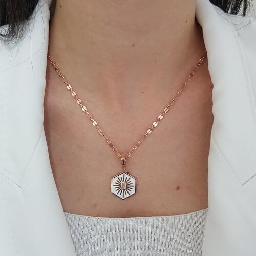 Trendy 925 Silver Neon Turkish Jewelry Zircon Fashion Shine Star Sun Baguette Necklace For Women Minimal Style Luxury Designer