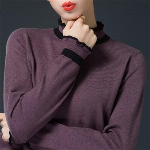 Thick Long-Sleeve Knit Shirt Female Half-High Collar Cashmere Sweater Women Pullover Loose Tops Autumn Winter New