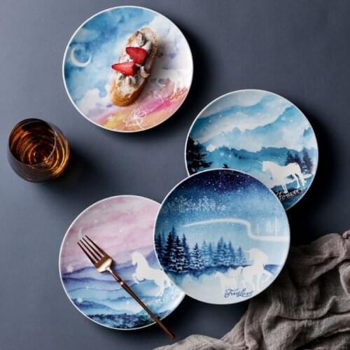 Underglaze Ceramic Plate Girls Heart Ins Online Celebrity Plate Steak Plate Dessert Plate Home Dish Ideas Dinner Plates