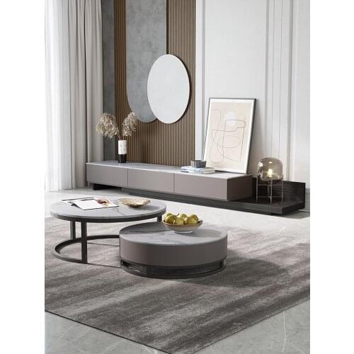 Rock TV cabinet tea table combination Suit Italian telescopic minimalist Nordic modern simple small family living room cabinet