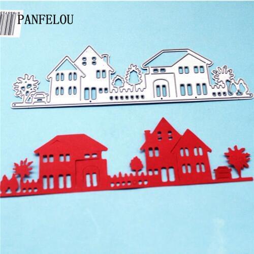 PANFELOU Metal craft Village house paper die cutting dies for Scrapbooking/DIY Easter wedding Halloween cards