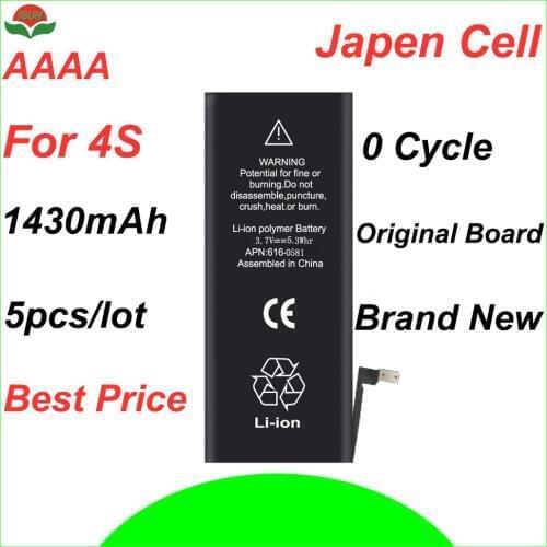 ISUN 5pcs/lot AAAA For iPhone 4S Replacement Battery APN 616-0580 1430mAh