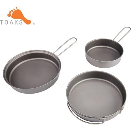 TOAKS Titanium Frying Pan Plate Outdoor Camping Picnic Lightweight Pan Plate Equipment Gear 3 Size