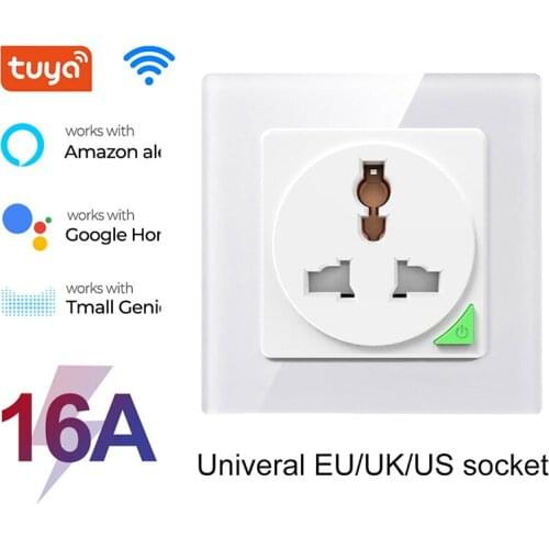 16A Tuya Smart WIFI Intelligent Socket Univeral EU/US/UK Outlet Timing APP Remote and Voice Cntrol Work with Alexa Google Home