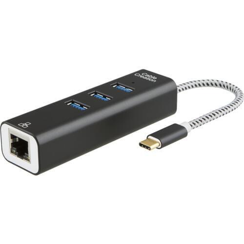 USB-C Hub,USB Type C to 3USB 3.0 with Gigabit Ethernet Rj45 LAN Network Adapter,Compatible MacBook/Pro,Chromebook Pixel
