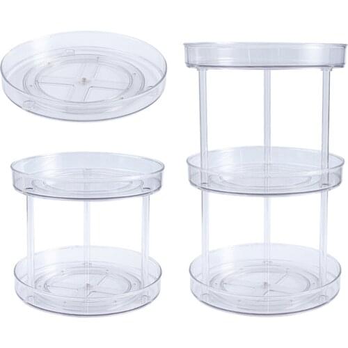 Rotatable Spice Cosmetic Storage Rack Container Kitchen Condiment Fruit Shelves Multi-Function Bathroom Turntable