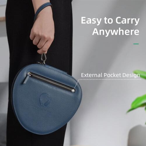 WiWU Leather Bag for AirPods Max Full Protection Hard Case for Airpods max with Low Power Mode Portable Carrying Handle Case