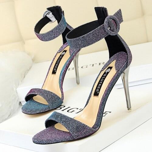 Women Sandals Sparkling Bling Pumps Rhinestone Sexy High Heels Pointed Toe Stiletto Dress Office Party Lady Shoes Stripper Heel