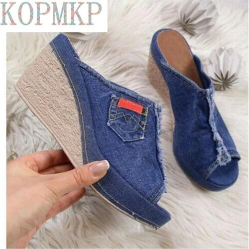 2020 New Arrival Womens Sandals Women Summer Fashion Leisure Fish Mouth Sandals Thick Bottom Slippers Wedges Shoes Women 43