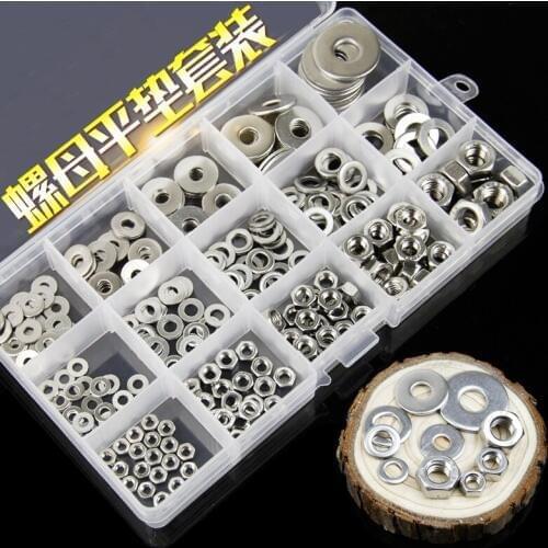 1box /lot 304 Stainless Steel / 316 Hex Nut Screw Cap Flat Washer Spring Pad Home Set M3M4M5M6M8