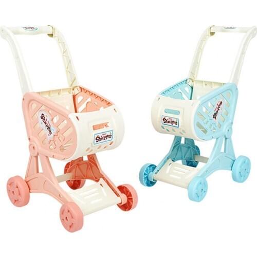 1Pcs/set 41*35*19cm Children Simulation Supermarket Shopping Cart Trolley Toys for Girls Cut Fruits Vegetables Role Play House T