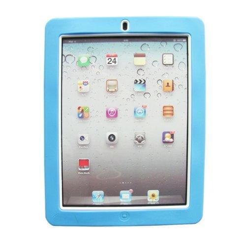 1PC New White Back Hard+Soft Rubber Dual Layer Mixed Case Cover For iPad 2 3 4 Sky Blue