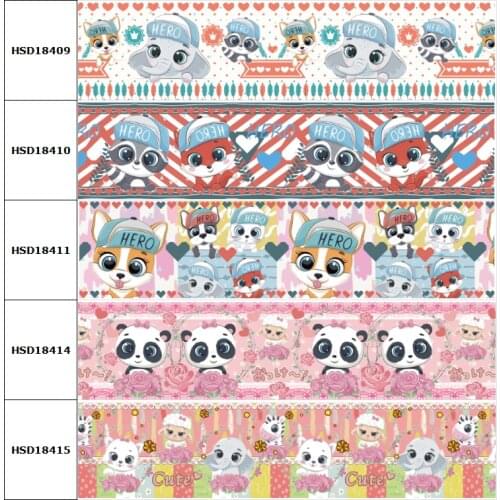 10yard Cartoon Panda Dog Elephant Printed Grosgrain Ribbon Accessory Hairbow Headwear Decoration DIY Wholesale OEM 38MM 75MM