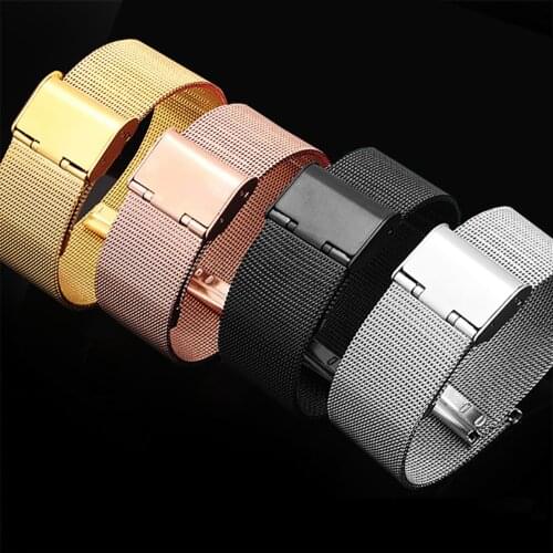 12mm 14mm 16mm 18mm 20mm 22mm 24mm Milanese Loop Watch Strap Men Women Universal Stainless Steel Metal Wrist Band Bracelet Belt