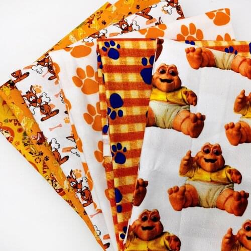50*145cm Orange 100% Pure Or Polyester Cotton Fabric Cartoon Dog Patchwork Sewing Quilting Fabrics Needlework DIY Cloth Sewing