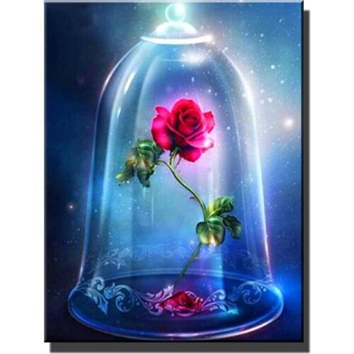 5D DIY Diamond Painting Cartoon art, fantasy Beast rose flower cross stitch full square round diamond mosaic embroidery S102