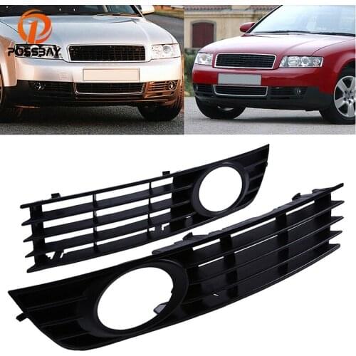 POSSBAY Car Front Lower Bumper Racing Grills Auto Headlight Fog Lamp Covers Grill Fit for Audi A4 B6 Avant 2001-2005 Rejilla