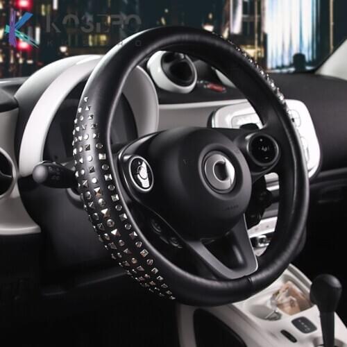Car rivet steering wheel cover 38CM Decorative protective cover For Mercedes-Benz smart 453 fortwo forfour