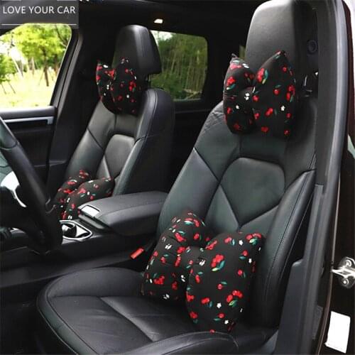 Car headrest cute cherry bow neck pillow pillow four seasons universal creative car headrest female
