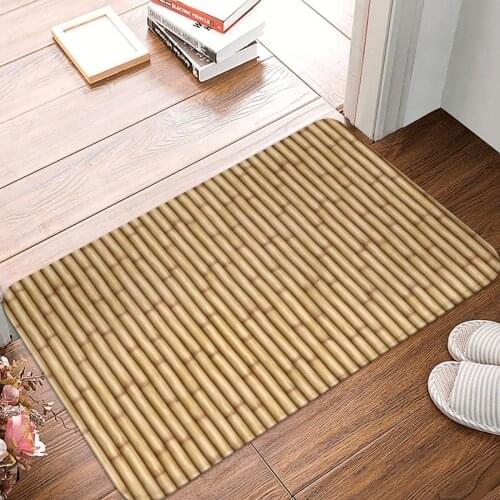 Bamboo Screen Doormat Carpet Mat Rug Polyester PVC Non-Slip Floor Decor Bath Bathroom Kitchen Balcony 40x60