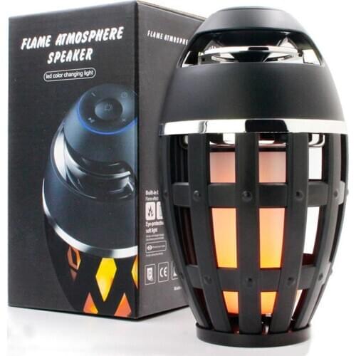 Bluetooth Wireless Speaker,LED Flame Light Speaker,Portable Loudspeaker Outdoor Player with LED Flame Torch Light Flicker Light
