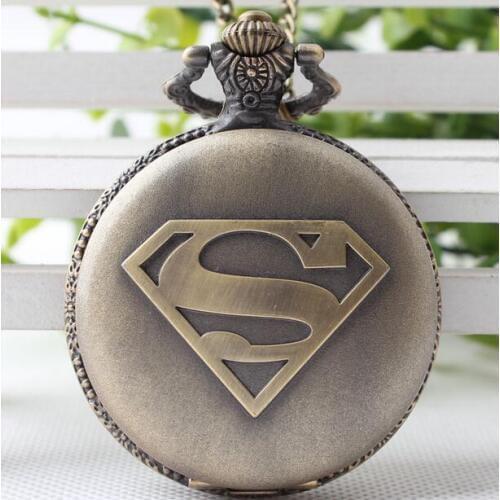 Bronze antiques Flip clock Modern clock steampunk men and woman Necklace pocket watches and fob chain PYK641