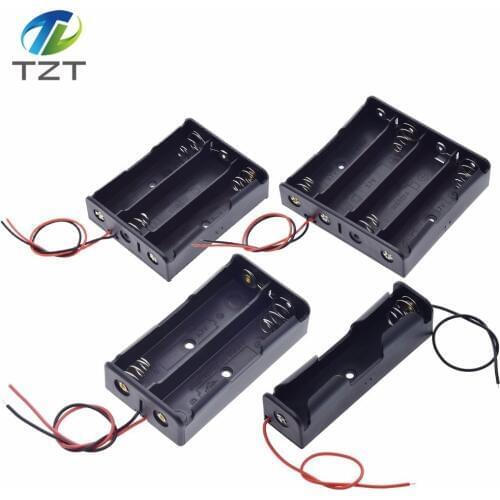 Black Plastic 1x 2x 3x 4x 18650 Battery Storage Box Case 1 2 3 4 Slot Way DIY Batteries Clip Holder Container With Wire Lead Pin