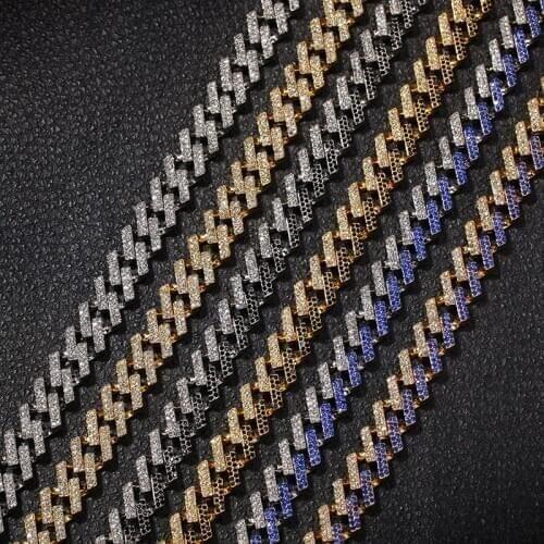 D&Z 15mm Hip Hop Iced Out Bling Zircon Miami Cuban Link Chain Necklaces For Mens Fashion Jewelry 1 Set Drop Shipping