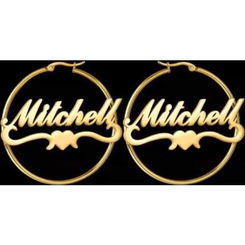 DOREMI 304 Stainless Steel Letter Earrings Round Custom Name Earrings Female Nameplate Earrings Anti-allergy 25-100mm