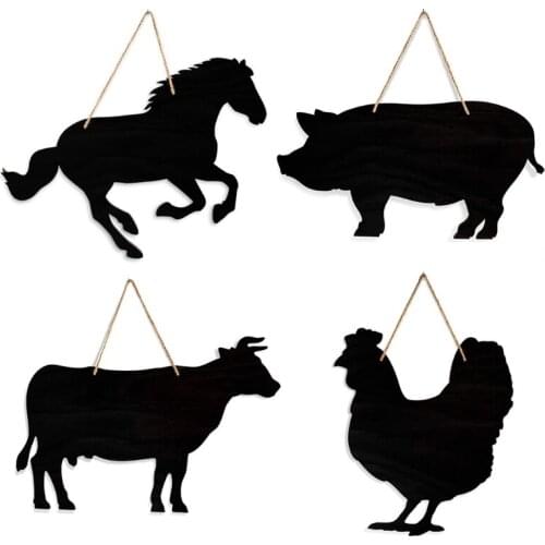 Chalkboard 1Pc Rustic Farmhouse Chalkboard Animal Wood Western Home Decor Message Farmhouse Kitchen Board For Notes