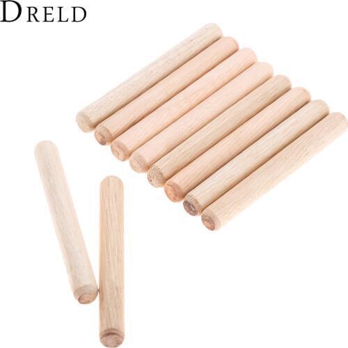 DRELD 50Pcs 10x80mm Wooden Dowel Cabinet Drawer Round Fluted Wood Craft Dowel Pins Rods Set Furniture Fittings
