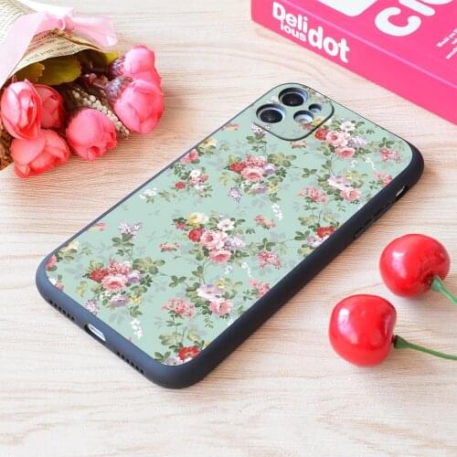 For iPhone Chic Elegant Pink Roses Beautiful Flowers Pattern Print Soft Matt Apple Case