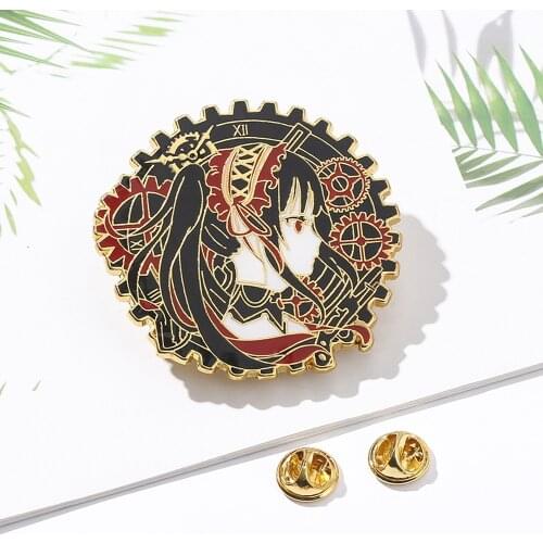 Anime DATE A LIVE Enamel Pins Cartoon Tokisaki Kurumi Exquisite Badge Brooches For Women Men Lapel Cosplay Jewelry デート·ア·ライブ
