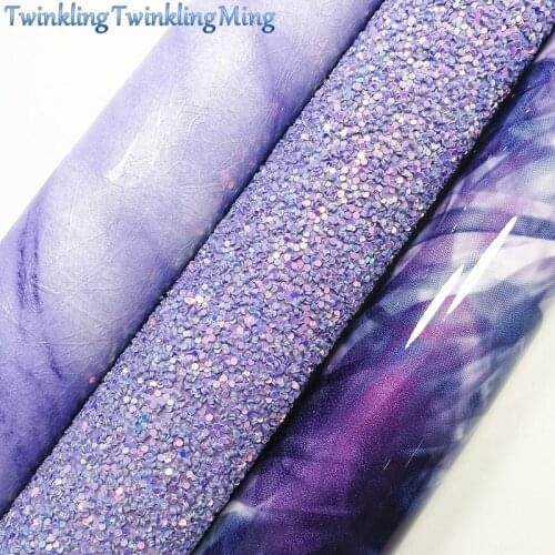 PURPLE Glitter Fabirc, Faux Leather Fabric, Smooth Synthetic Leather Fabric Sheets For Bow A4 21x29CM Twinkling Ming XM572
