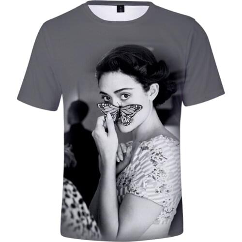 Emmy Rossum 3D Print Spring Summer Preppy Men/Women Street Clothes T-shirt Streetwear Kawaii Streetwear style Tshirt