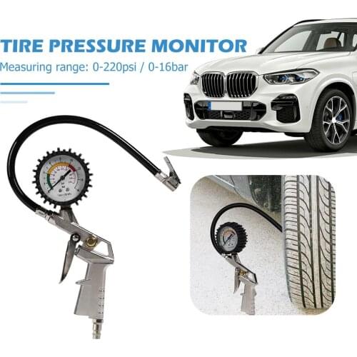 220 PSI Car Tire Pressure Gauge Tire Inflator Pumps Pressure Gauge with Lock Tire Repair Tools Pointer Tyre Air Inflator Gauge
