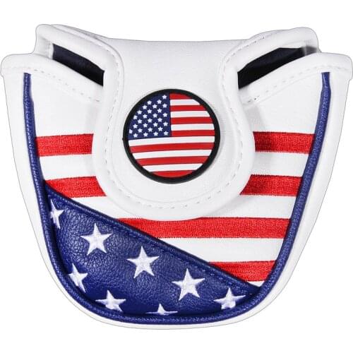 US Flag Embroidery Premium Leather Golf Head Covers for Ody Scotty Mallet Putter Magnetic Closure