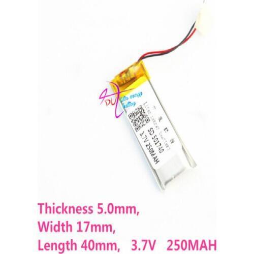 Lithium polymer battery 501740 3.7V 250mah voice recorder battery , camera pen battery UL.PSE, the certification