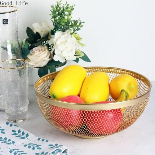 25CM Ins Nordic Wrought Iron Metal Fruit Basket Snack Tray New Wire Mesh Dried Fruit Biscuit Storage Basket