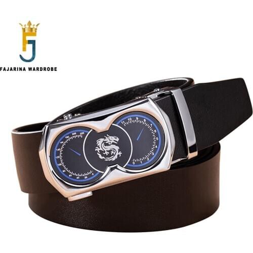 FAJARINA Fashion Style Design Belt Automatic Quality Cowskin 3.5cm Width Belts for Men Mens Pure Solid Cowhide Leather N17FJ974