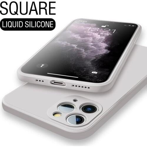 For iPhone 11 Pro X XR XS Max 7 8 6 6s Plus SE 2 2020 12 Color Phone New Luxury Original Square Liquid Silicone Soft Case Cover
