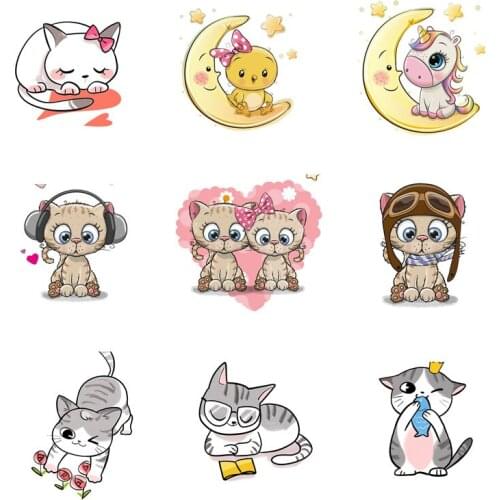 Unicorn/Cat Animal Heat Transfer Patches Iron On Transfers On Clothes DIY T-Shirts Cute Animal Heat Transfer Vinyl Applique DIY