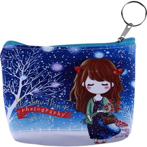 New Cartoon Printing Coin Purse Key Bag Small Fresh Leather Coin Purse Children Girl Coin Holder Wallet For Girls