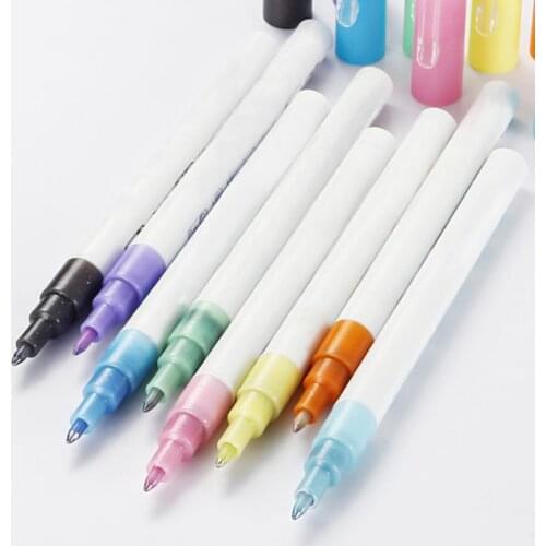 Wholesales 8Pcs/Set Double Line Outline Highlighter Marker Pen Office Writing Stationery