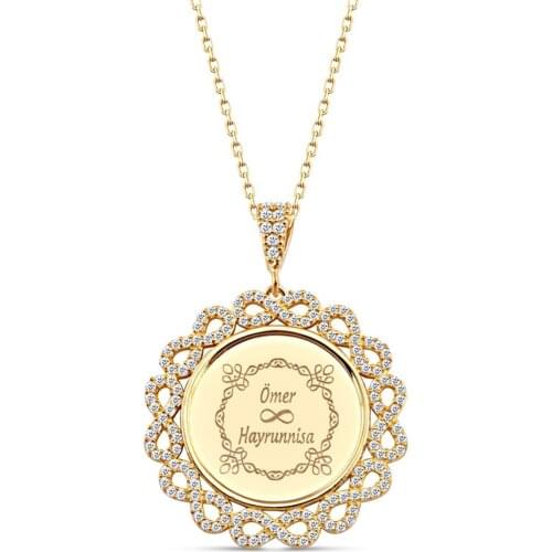 Name Post Edge Sonsuzluklu Silver Plate Necklace DN227