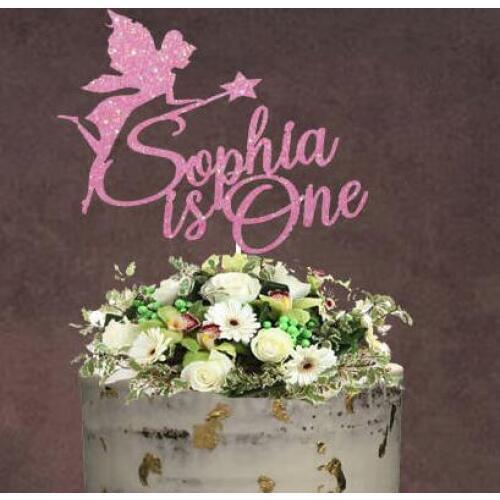 Personalized name and age Fairy Theme princess birthday Cake Toppers girl baby shower baptism Christening party decorations