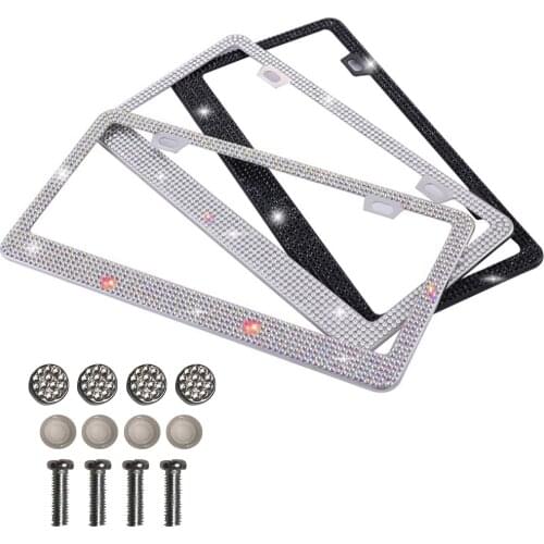 New 3 Colors US Model License Plate Frame Crystal Women License Plate Frame License Cover Holder Rhinestone Car License Frame