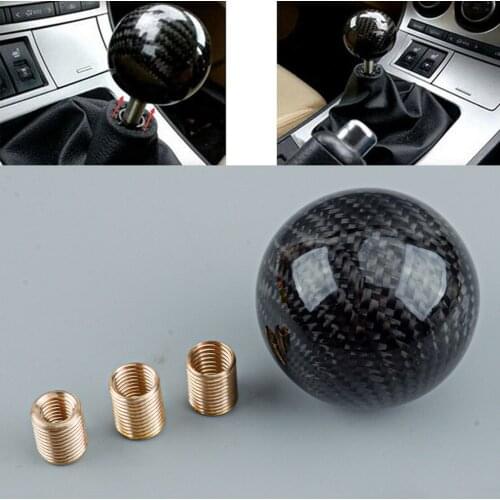 Ball MT Gear Shift Stick Lever Knob with Adapter M8*1.25 M10*1.25 M10*1.5 Carbon Fiber Style Metal for Universal Vehicles