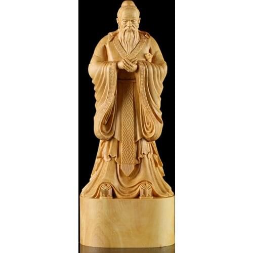 Confucius statue Wood Figurine Institute Chinese Traditional Culture Gift Figures Carving Crafts